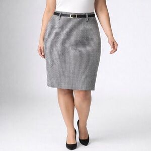 White House Black Market High Waisted Houndstooth Pencil With Metallic Thread